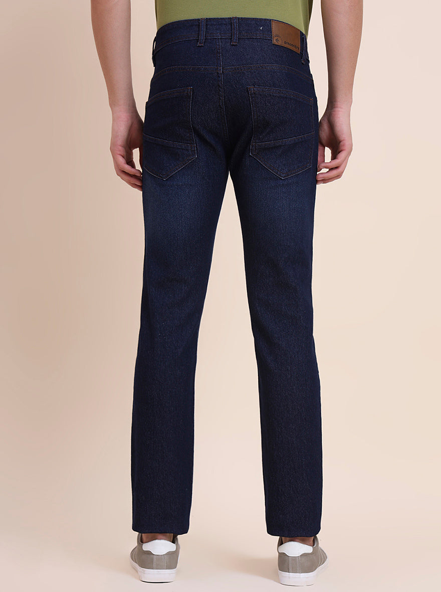 Dark Indigo Blue Washed Narrow Fit Jeans | Greenfibre