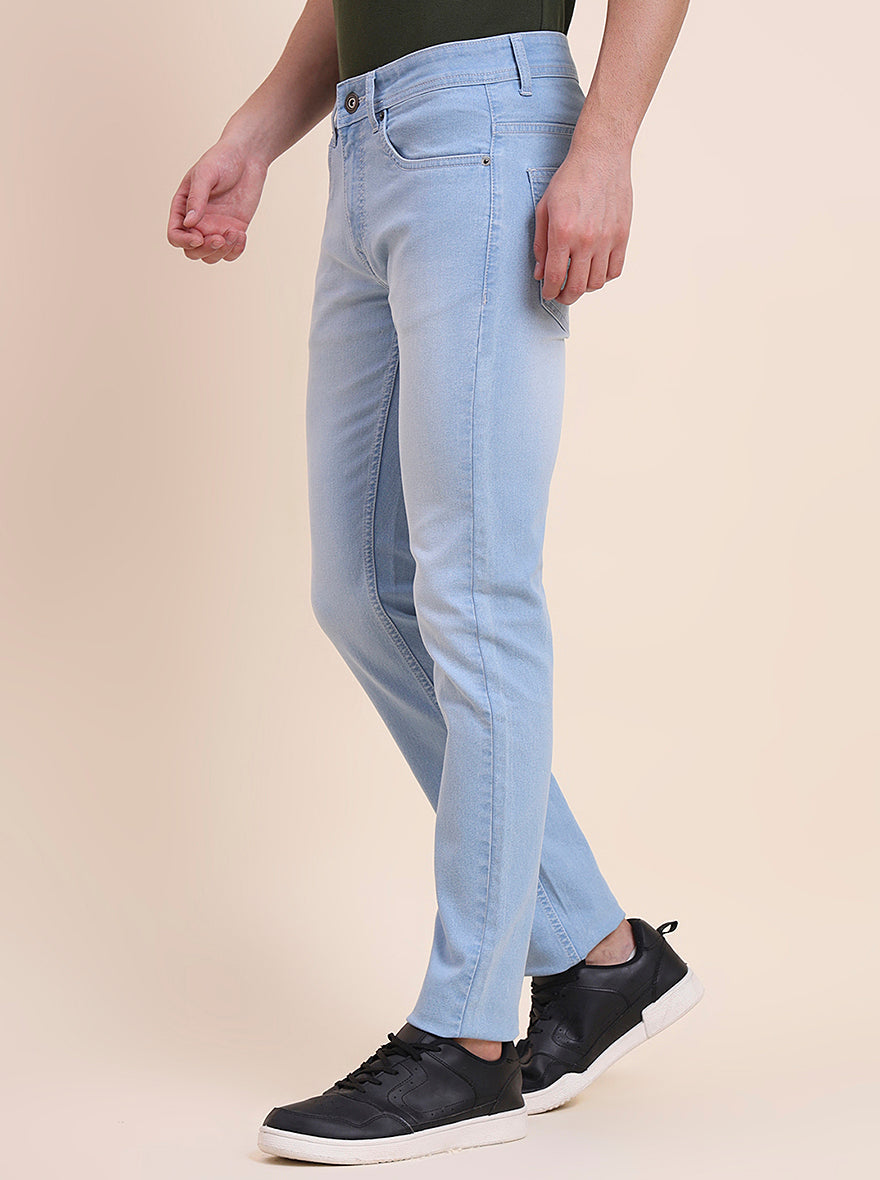 Light Blue Washed Narrow Fit Jeans | Greenfibre