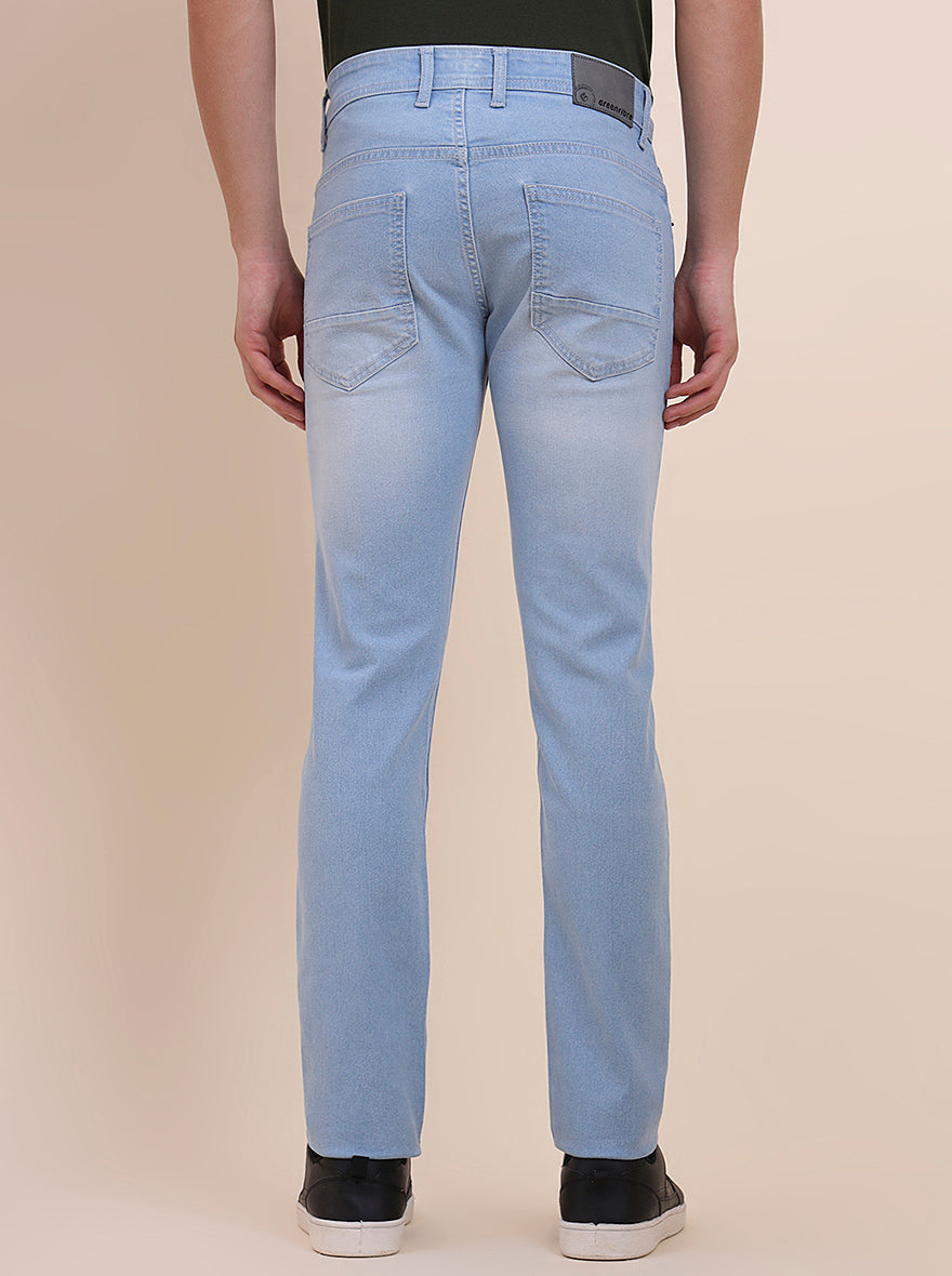 Light Blue Washed Narrow Fit Jeans | Greenfibre