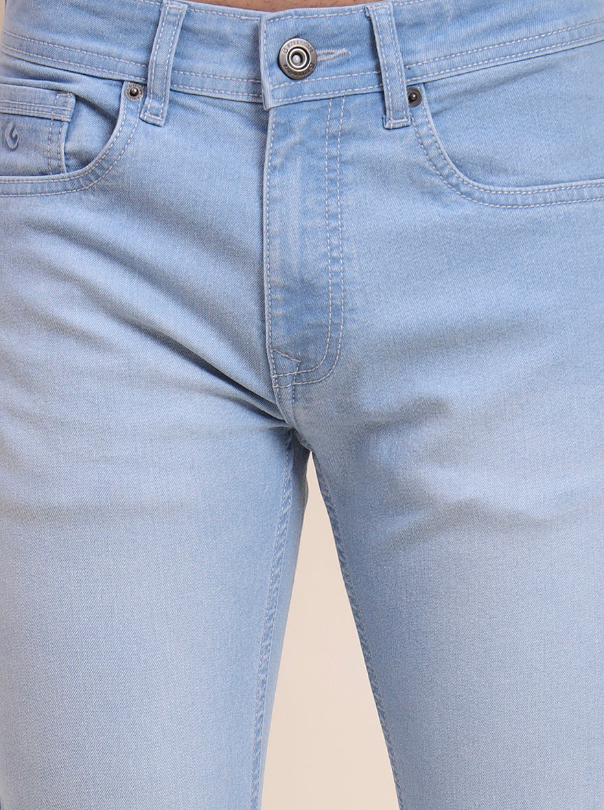 Light Blue Washed Narrow Fit Jeans | Greenfibre