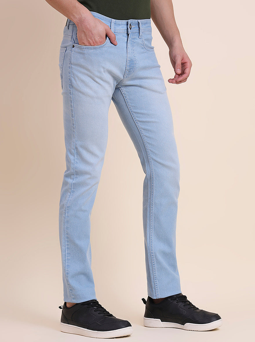 Light Blue Washed Narrow Fit Jeans | Greenfibre