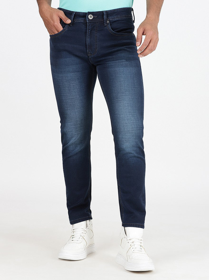 Navy Blue Washed Urban Fit Jeans | Greenfibre