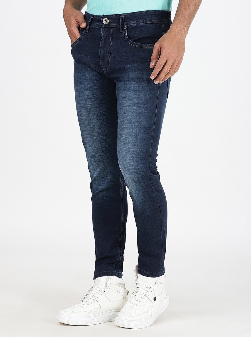 Navy Blue Washed Urban Fit Jeans | Greenfibre