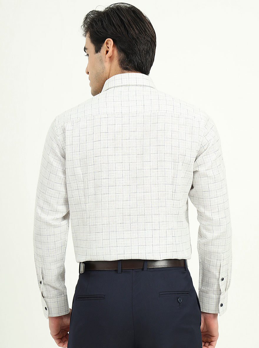 White & Blue Checked Slim Fit Party Wear Shirt | Greenfibre