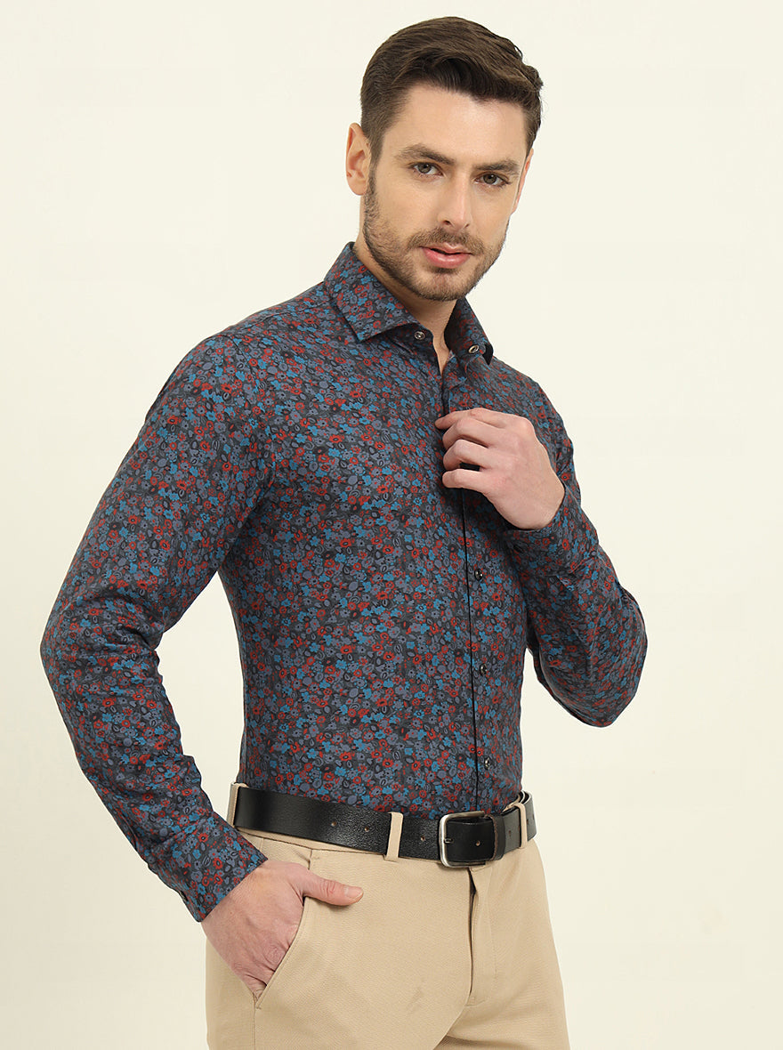 Multicolor Printed Slim Fit Party Wear Shirt | Wyre