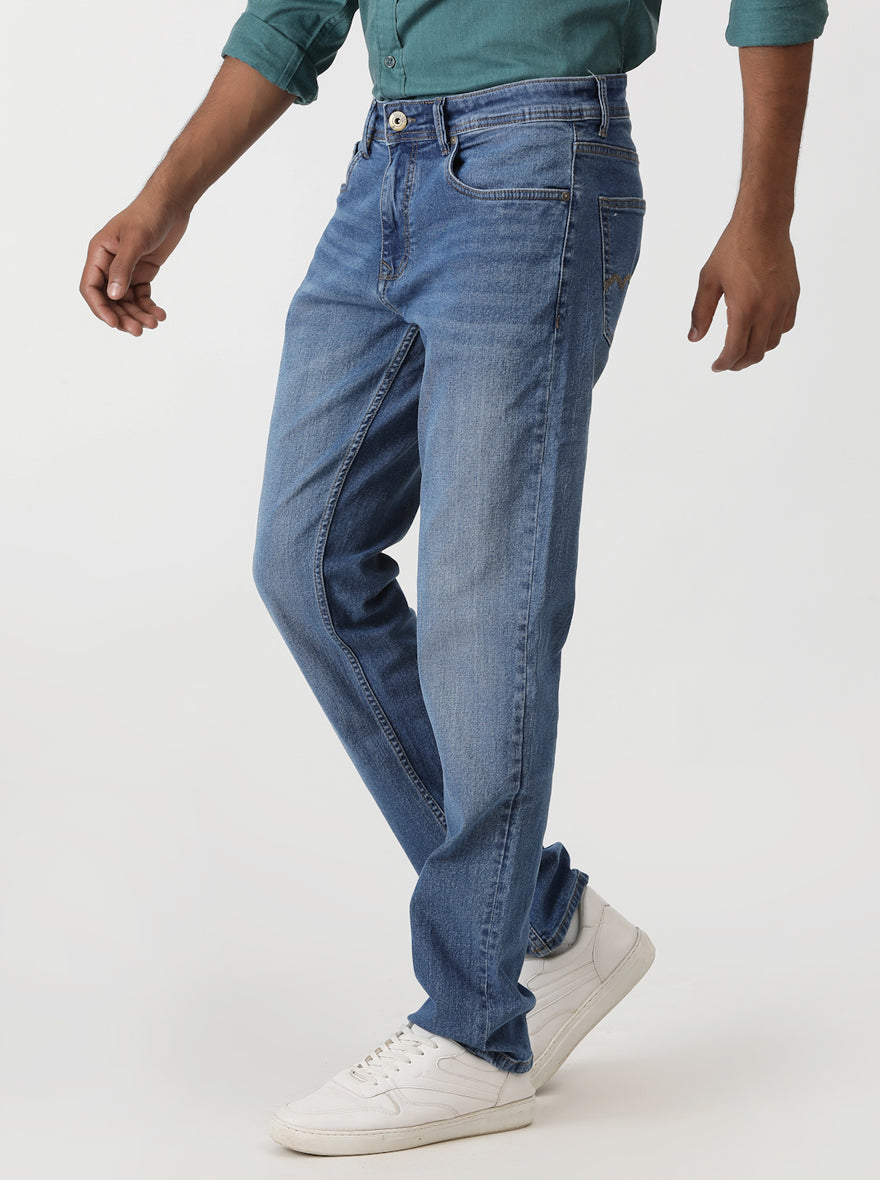 Light Blue Washed Narrow Fit Jeans | Greenfibre