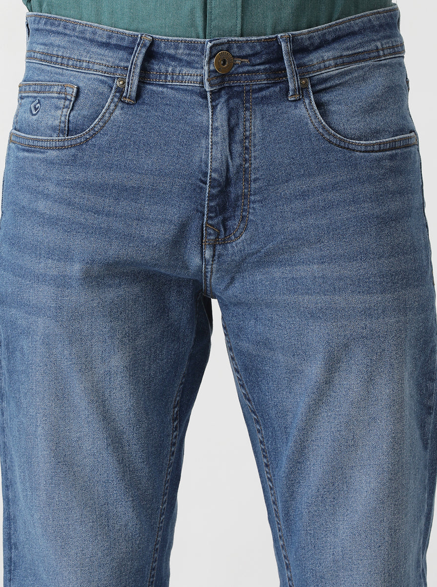 Light Blue Washed Narrow Fit Jeans | Greenfibre