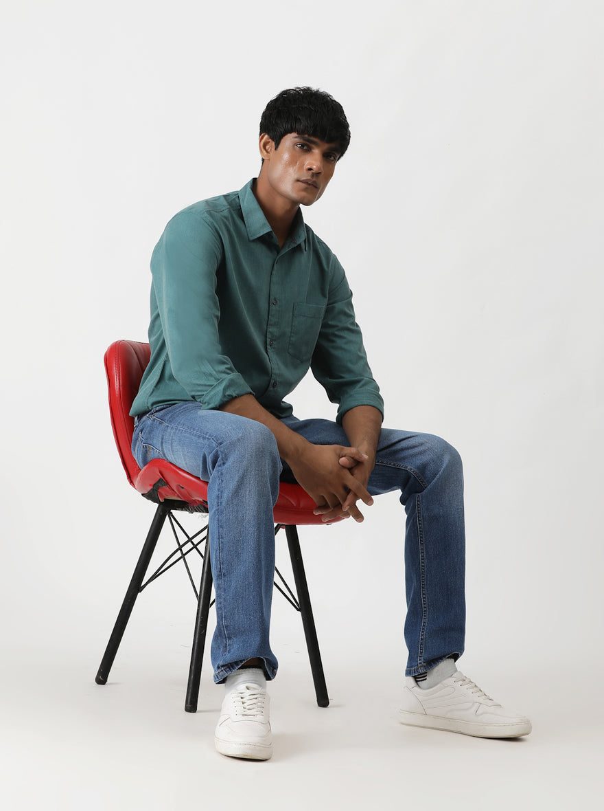 Light Blue Washed Narrow Fit Jeans | Greenfibre