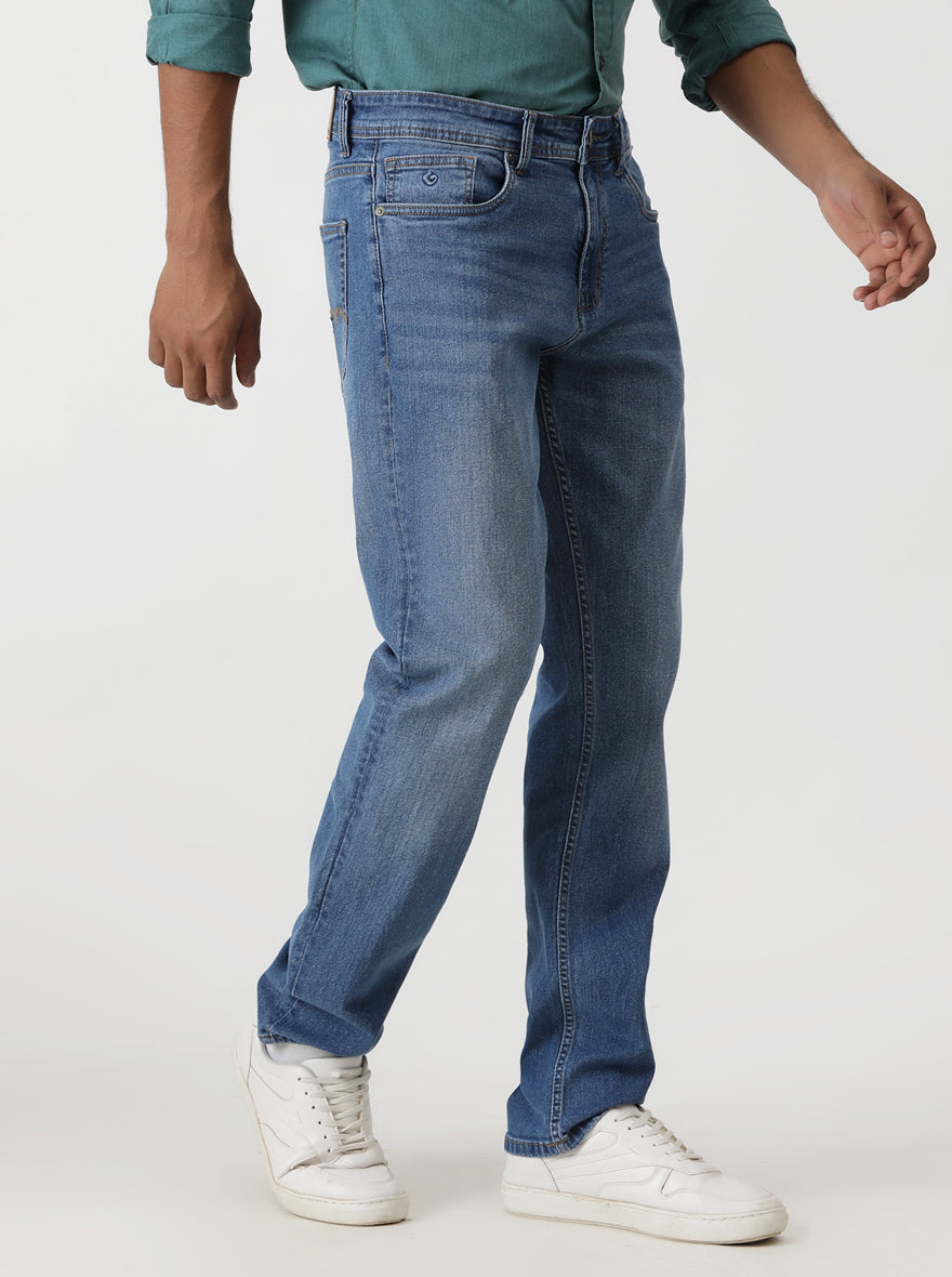 Light Blue Washed Narrow Fit Jeans | Greenfibre