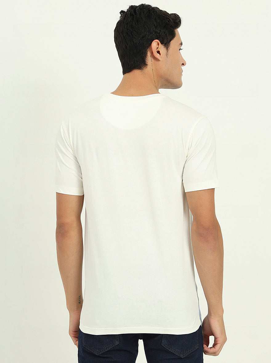 White Printed Slim Fit T-Shirt | Greenfibre