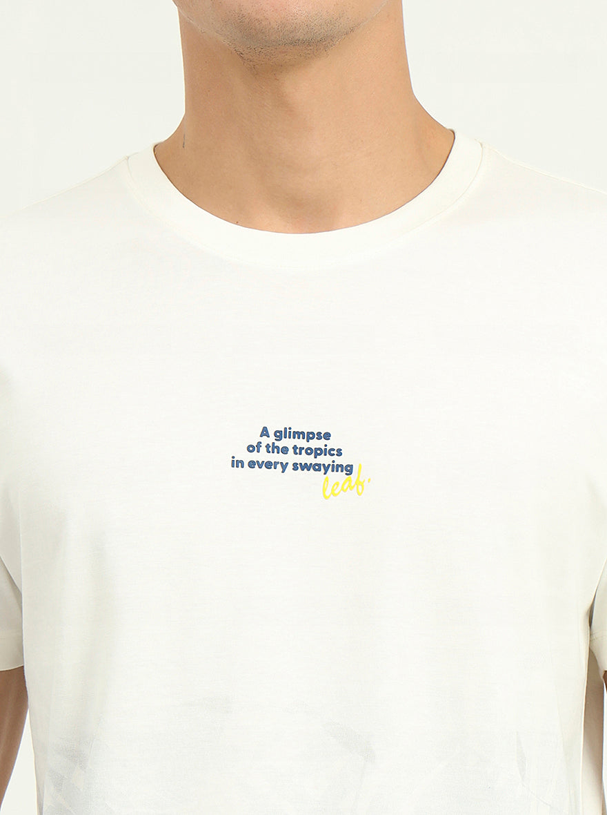White Printed Slim Fit T-Shirt | Greenfibre