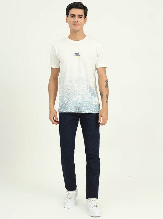 White Printed Slim Fit T-Shirt | Greenfibre