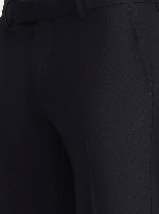 Blue Solid Slim Fit Formal Trouser | Greenfibre