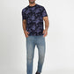 Navy Blue Printed Slim Fit T-Shirt | Greenfibre