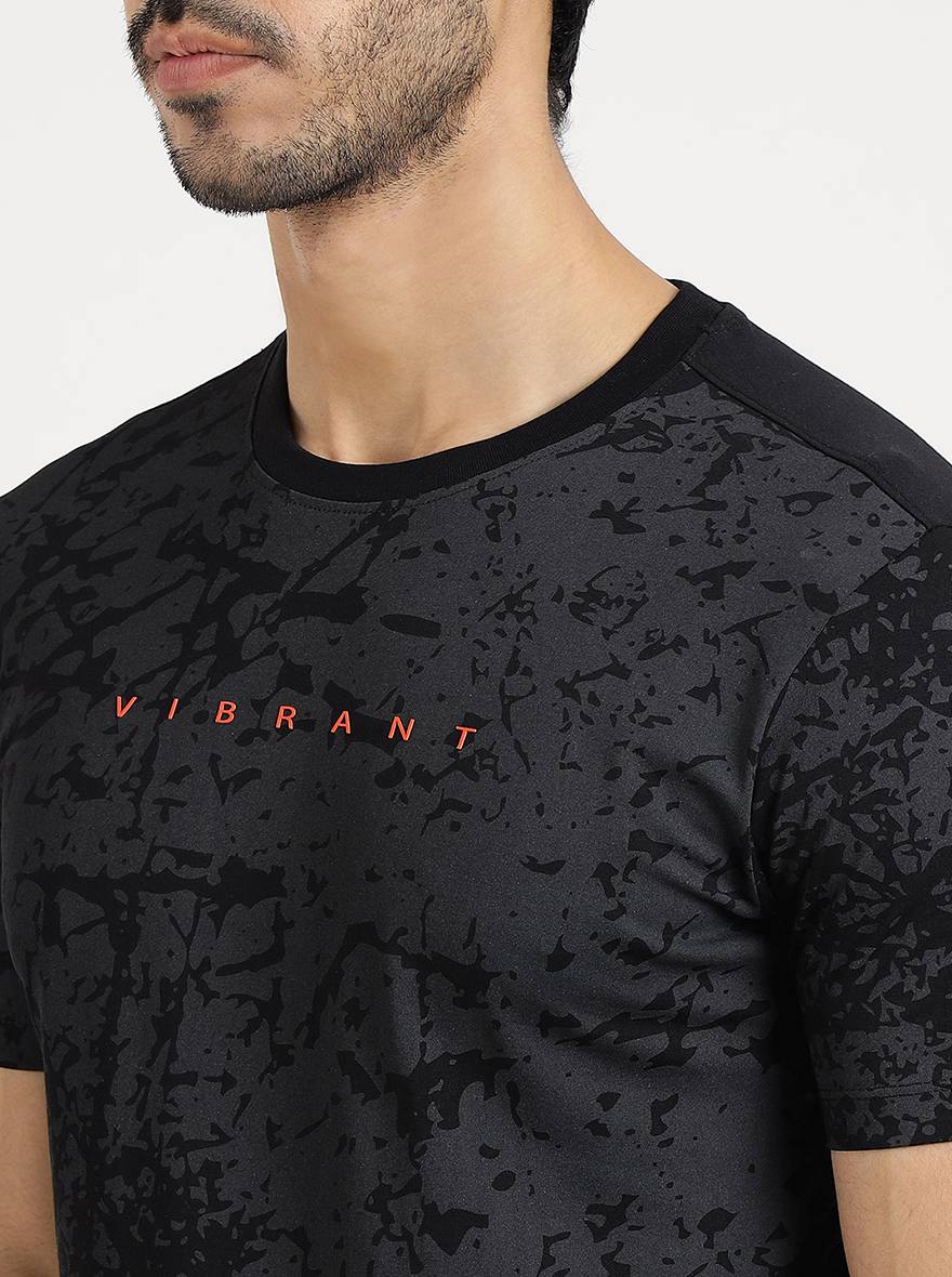 Black Printed Slim Fit T-Shirt | Greenfibre