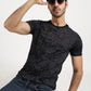 Black Printed Slim Fit T-Shirt | Greenfibre