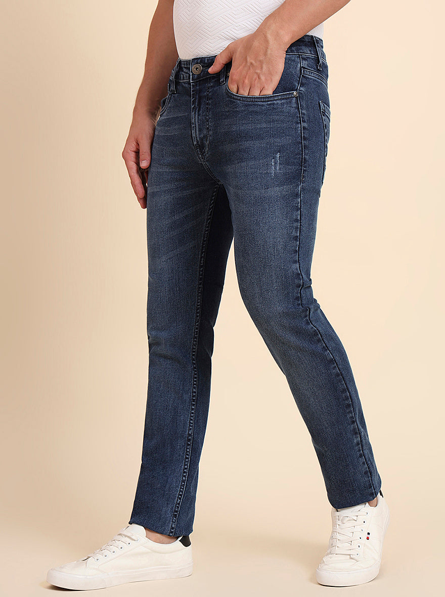 Indigo Blue Washed Narrow Fit Jeans | Greenfibre