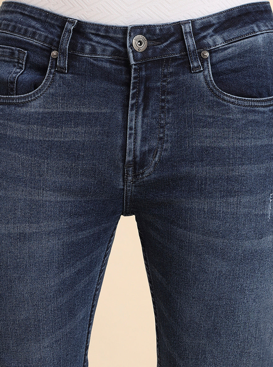 Indigo Blue Washed Narrow Fit Jeans | Greenfibre