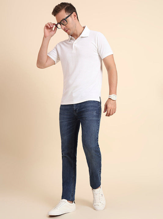 Indigo Blue Washed Narrow Fit Jeans | Greenfibre