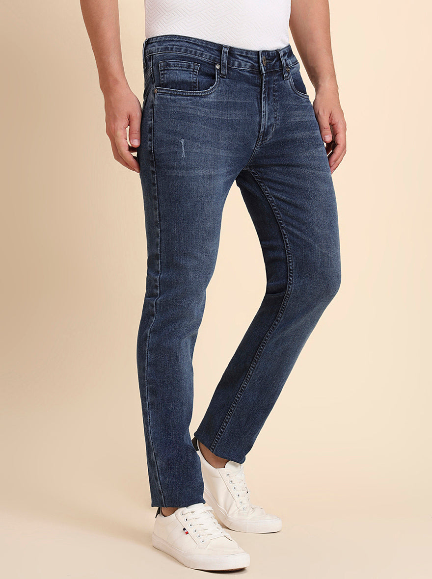 Indigo Blue Washed Narrow Fit Jeans | Greenfibre