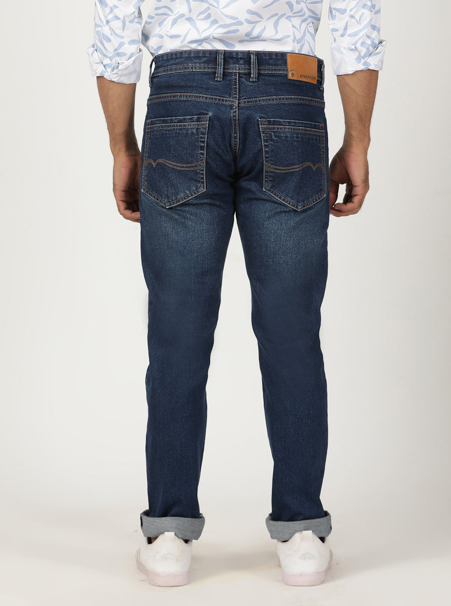 Mid Blue Washed Slim Fit Jeans | Greenfibre