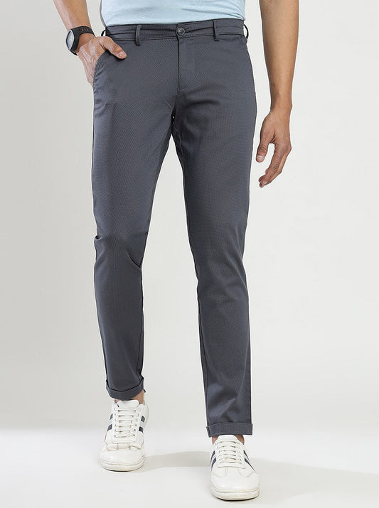 Dark Grey Solid Neo Fit Casual Trouser | Greenfibre