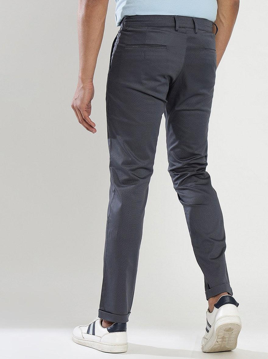 Dark Grey Solid Neo Fit Casual Trouser | Greenfibre
