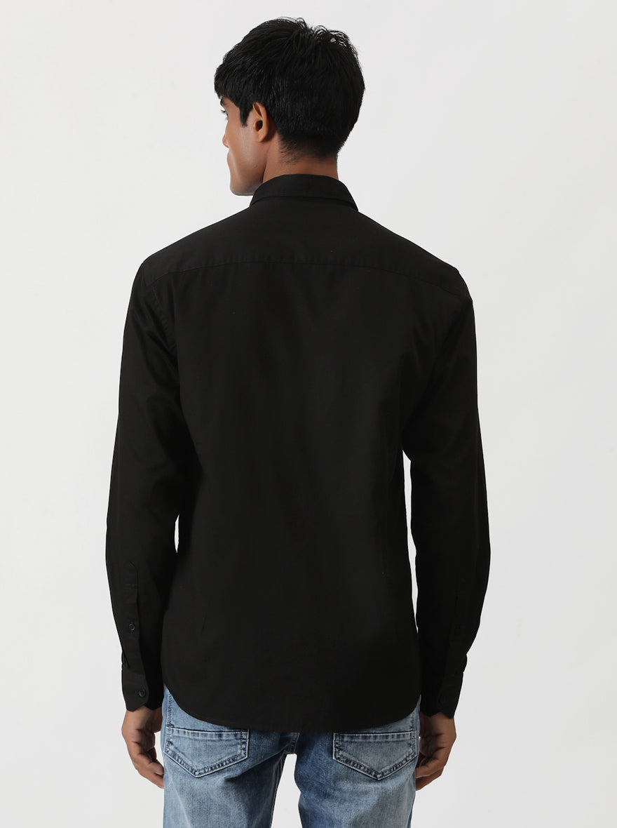 Black Solid Smart Fit Semi Casual Shirt | Greenfibre