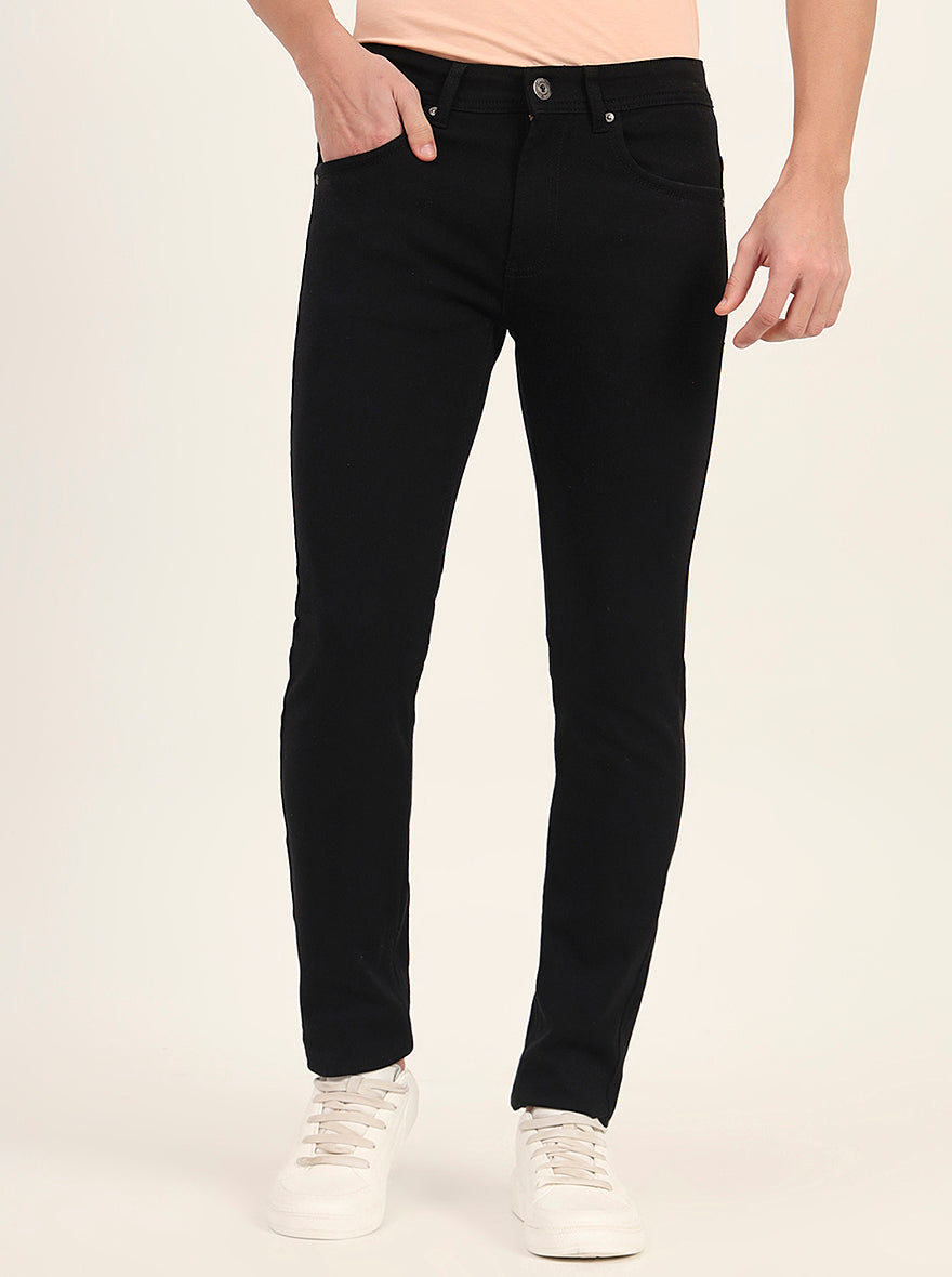 Jet Black Washed Slim Fit Jeans | Greenfibre