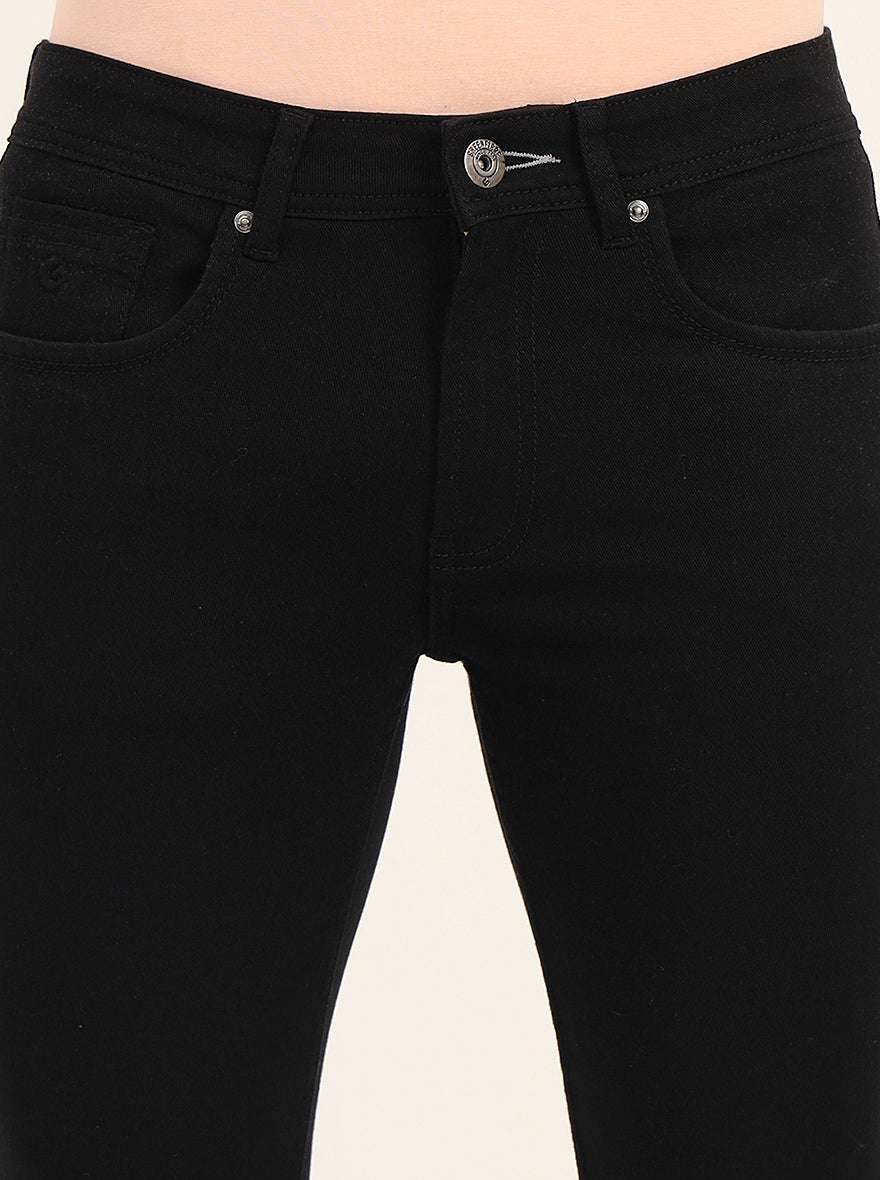 Jet Black Washed Slim Fit Jeans | Greenfibre