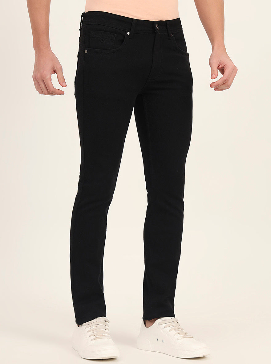 Jet Black Washed Slim Fit Jeans | Greenfibre