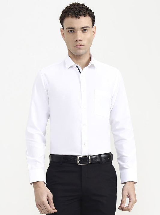 White Solid Slim Fit Formal Shirt | Greenfibre