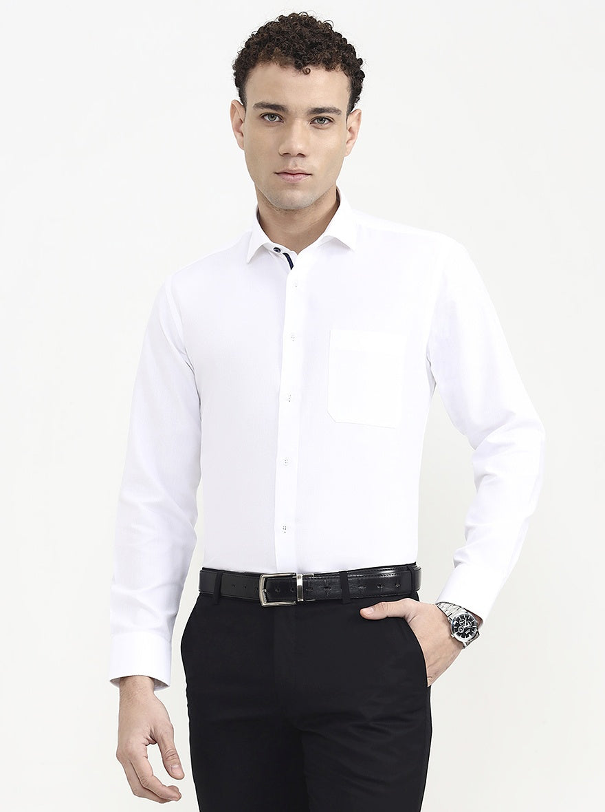 White Solid Slim Fit Formal Shirt | Greenfibre