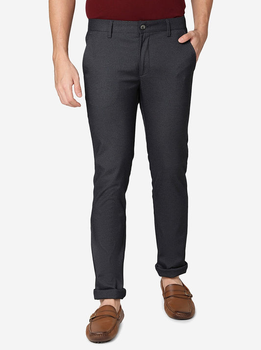 Navy Blue Solid Super Slim Fit Casual Trouser | Greenfibre