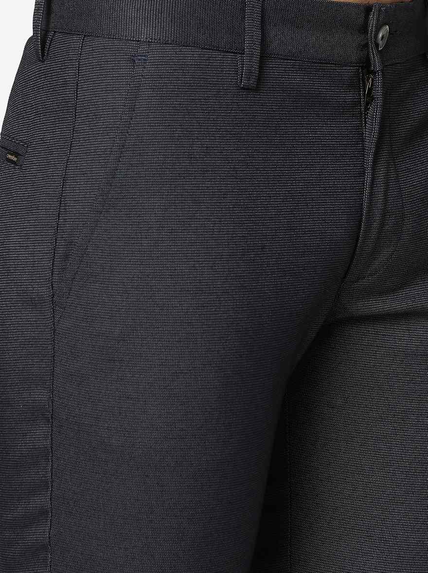 Navy Blue Solid Super Slim Fit Casual Trouser | Greenfibre