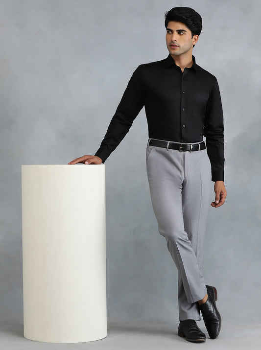 Black Solid Slim Fit Party Wear Shirt | Greenfibre