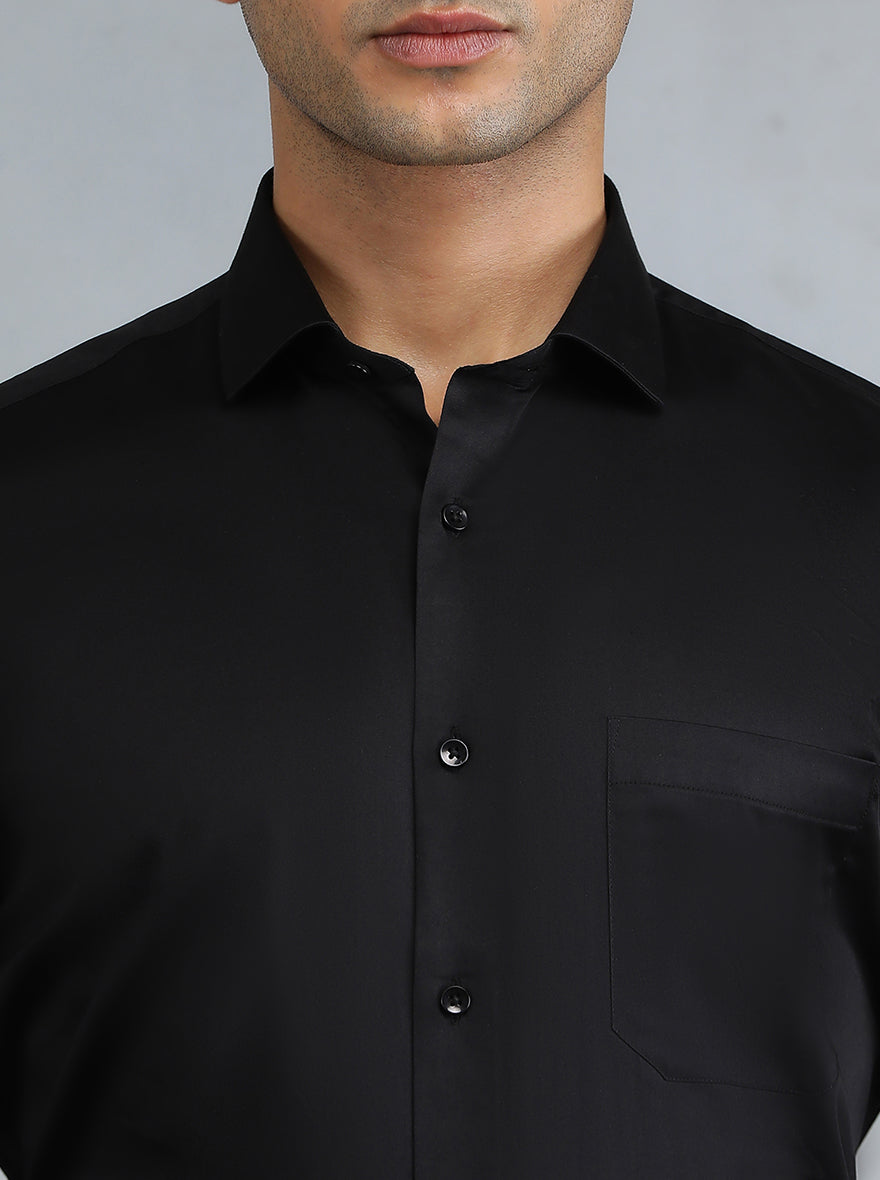 Black Solid Slim Fit Party Wear Shirt | Greenfibre