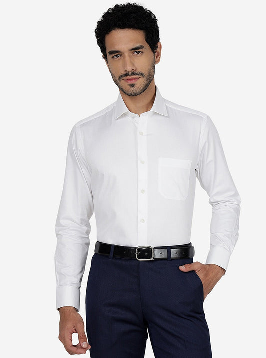 White Solid Slim Fit Formal Shirt | Greenfibre