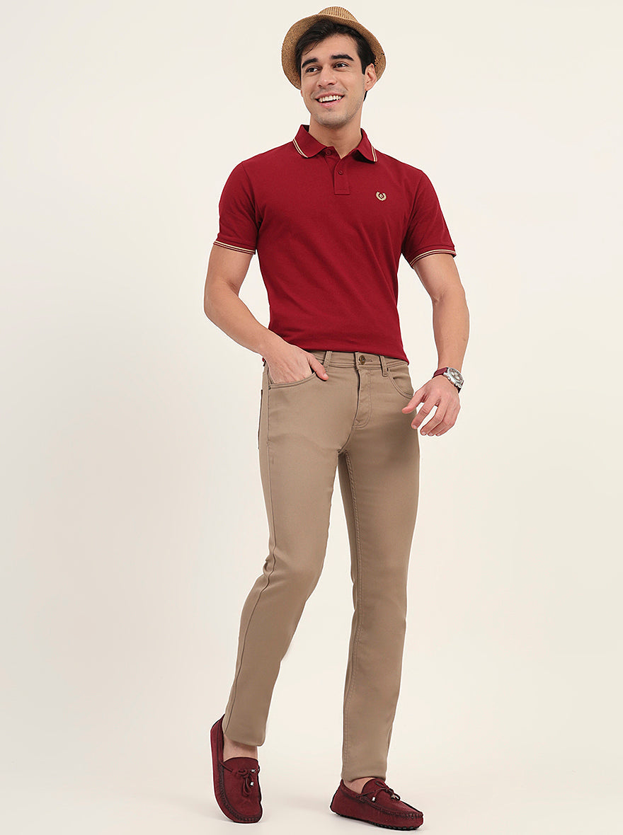 Beige Washed Slim Fit Jeans | Greenfibre
