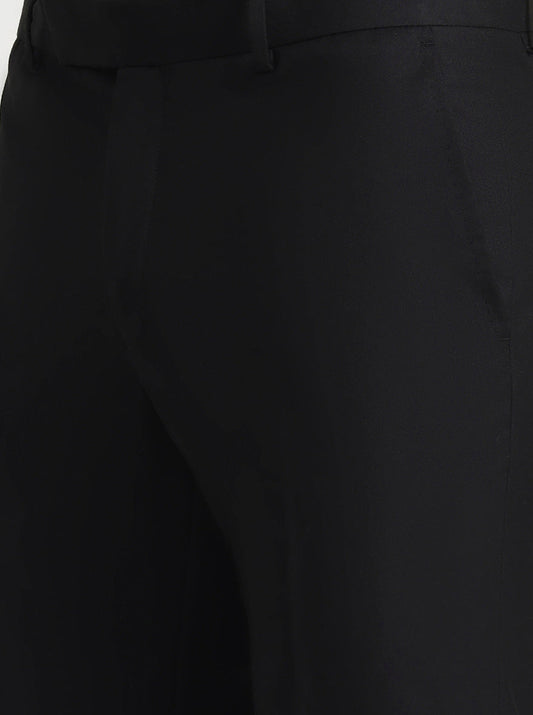 Black Solid Slim Fit Formal Trouser | Greenfibre