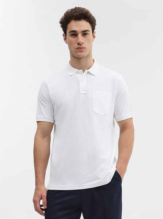 White Solid Regular Fit Polo T-Shirt | Greenfibre