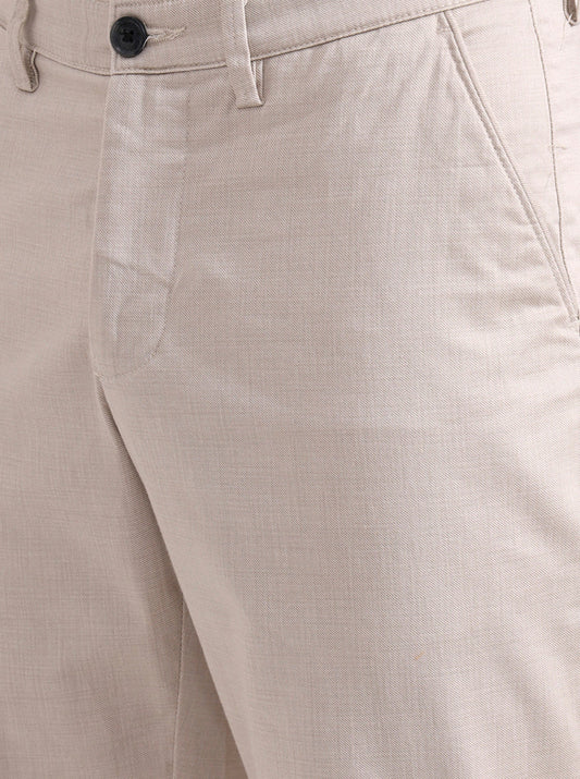 Khaki Solid Neo Fit Casual Trouser | Greenfibre