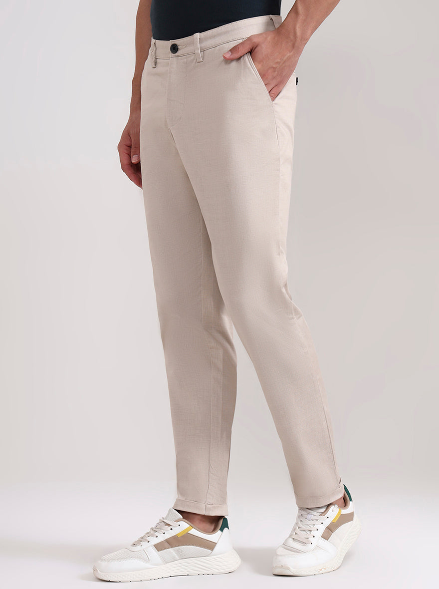 Khaki Solid Neo Fit Casual Trouser | Greenfibre