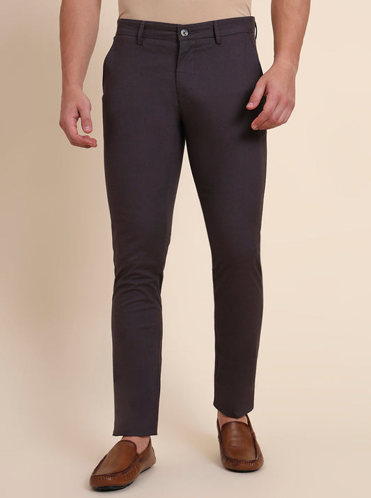 Dark Grey Solid Super Slim Fit Casual Trouser | Greenfibre