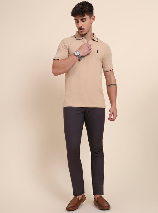 Dark Grey Solid Super Slim Fit Casual Trouser | Greenfibre