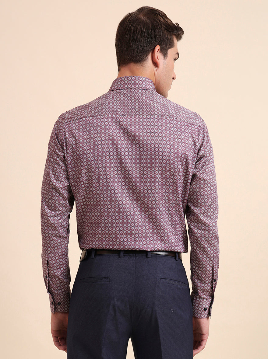 Maroon Printed Slim Fit Party Wear Shirt | GreenFiber