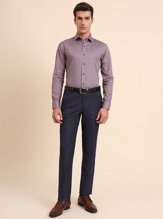 Maroon Printed Slim Fit Party Wear Shirt | GreenFiber
