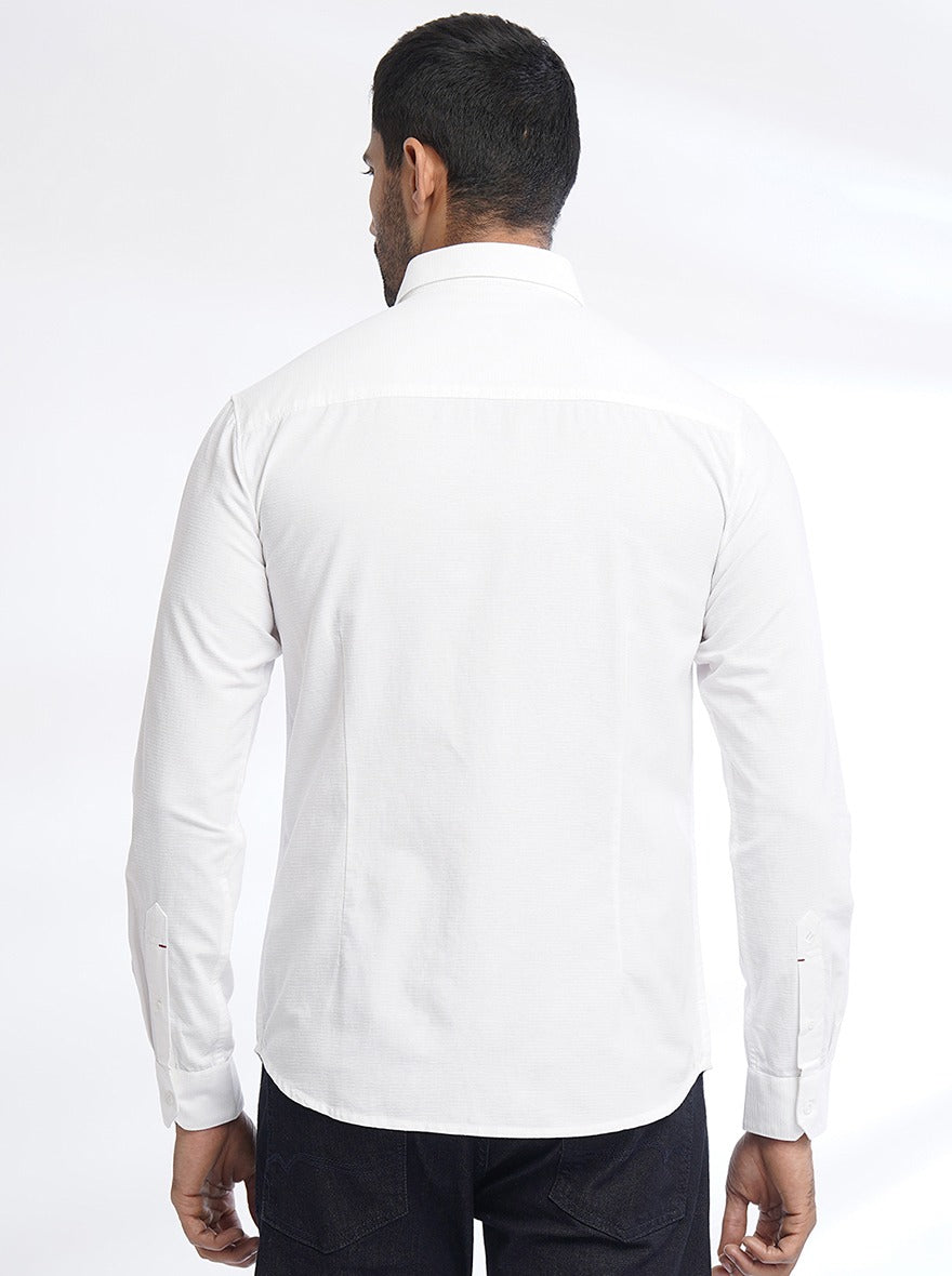 White Solid Slim Fit Casual Shirt | Greenfibre