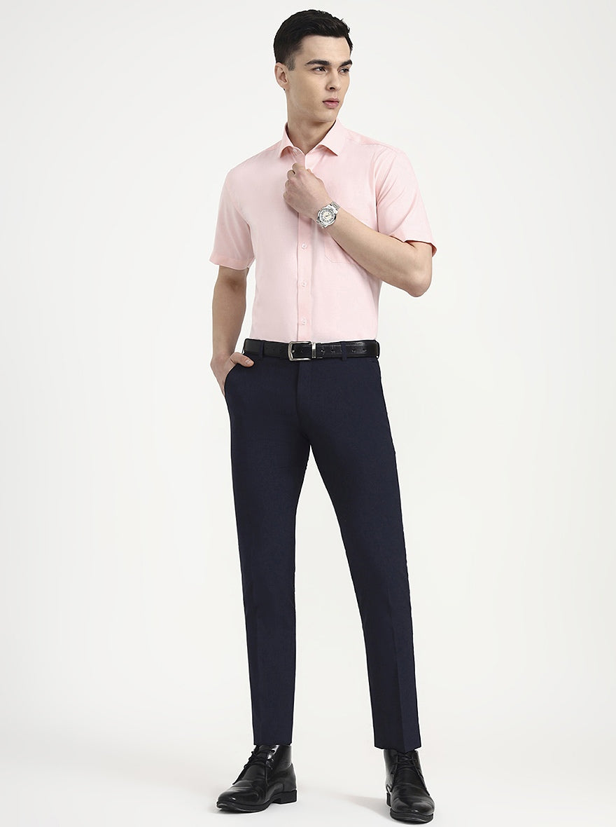 Peach Solid Regular Fit Formal Shirt | Greenfibre