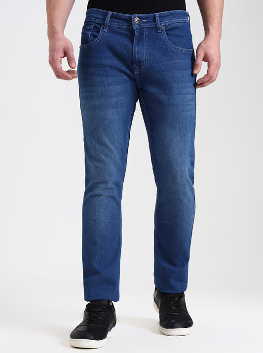 Dark Indigo Blue Washed Narrow Fit Jeans | Greenfibre